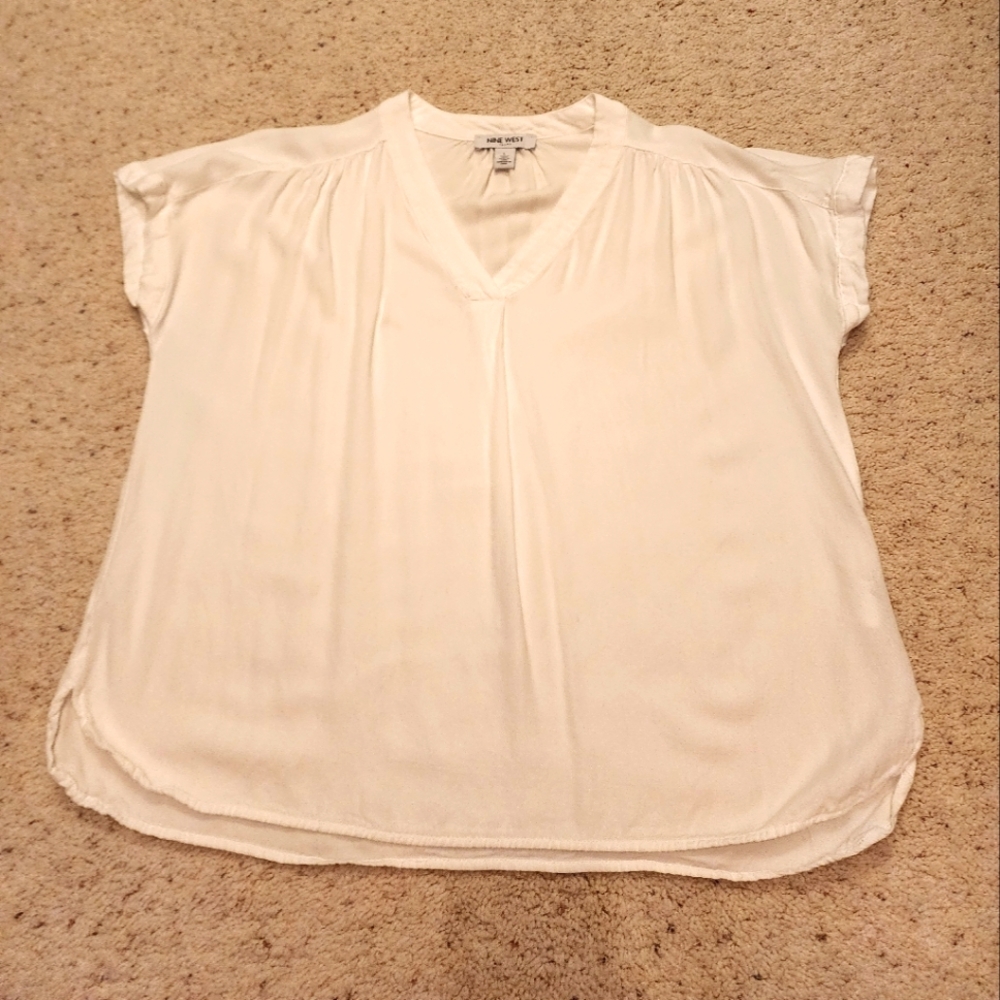 Women's White V-Neck Top